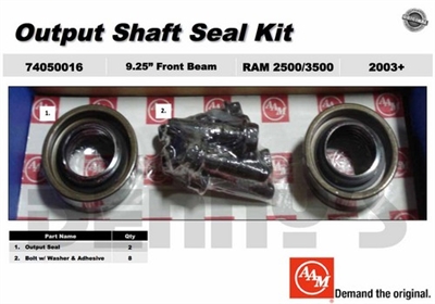 Dodge Ram 2500 3500 9.25 4X4 AAM Front Inner Axle Tube Seal Kit, 74050016