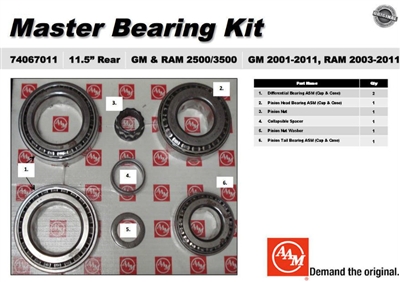 Dodge GM 11.5 AAM Master Bearing Install Kit 74067011 - GM Rear Diff