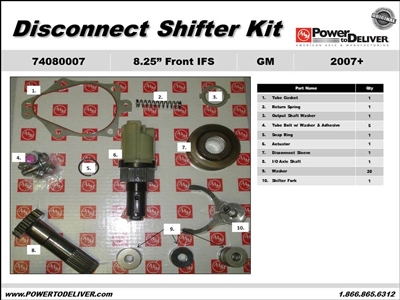 GM Chevy 2007-2013 8.25 IFS AAM 4WD FRONT AXLE DISCONNECT SHIFTER KIT, 74080007 | Allstate Gear
