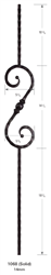Florence 1068: 44" Face Hammered Plain Baluster with Scroll  | Stair Part Pros