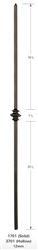1701: Solid Plain Square Bar Baluster w/ Single Knuckle | Stair Part Pros