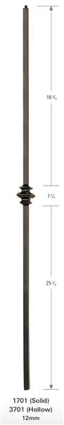 1701: Solid Plain Square Bar Baluster w/ Single Knuckle | Stair Part Pros