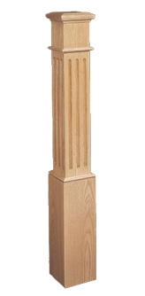 Wooden Stair Parts - 4092 Series Fluted Box Newel Post | Stair Part Pros