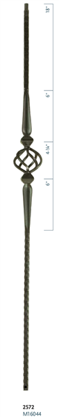 Stair Baluster Parts - C2572: 44" Single Basket w/ Spoons Baluster  | Stair Part Pros