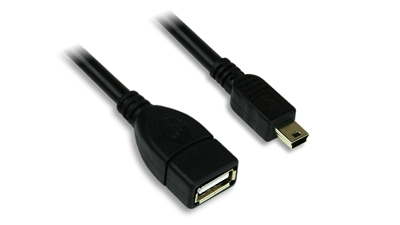 MINI USB B (M) to USB A (F) CABLE - 6 in.