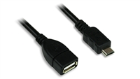 MICRO USB B (M) to USB A (F) CABLE - 1 ft.