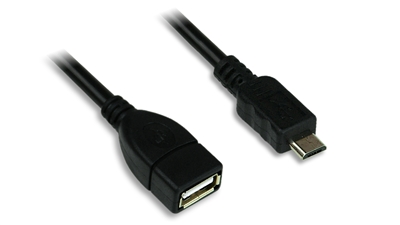 MICRO USB B (M) to USB A (F) CABLE - 3 ft.