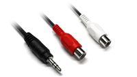 MINI STEREO (M) to RCA (F) Y CABLE - 3.5 mm, 3 ft.