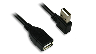 90 DEGREE USB A (M) to USB A (F) CABLE - 1 ft.