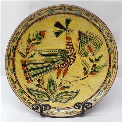 Sgraffito Bird and Tulip Plate (MTO) $135