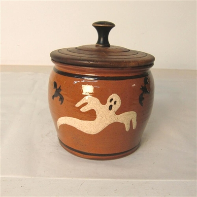 Ghost and Witch Pot with Wooden Lid (MTO) $135