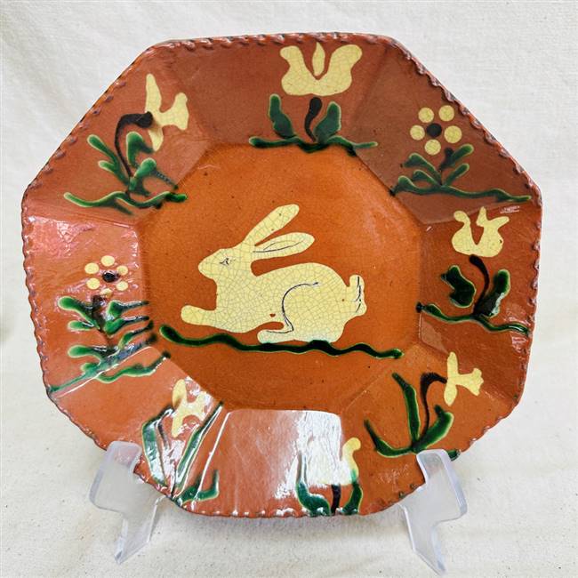 Rabbit and Tulip Octagon Plate $75