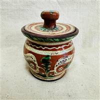 Small Floral Pot with Thrown Lid $125