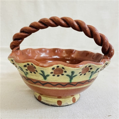 Redware Basket with Braided Handle $135