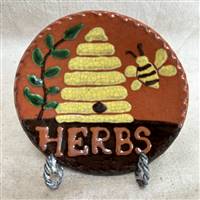 Small Beeskep Herbs Plate $30