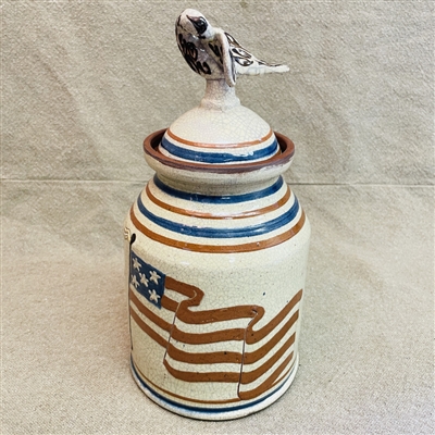 Flag Pot with Bird Lid $195