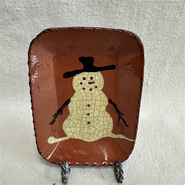 Small Quilled Snowman Plate $30