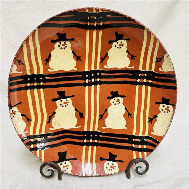 Three Quill and Snowmen Plate $95