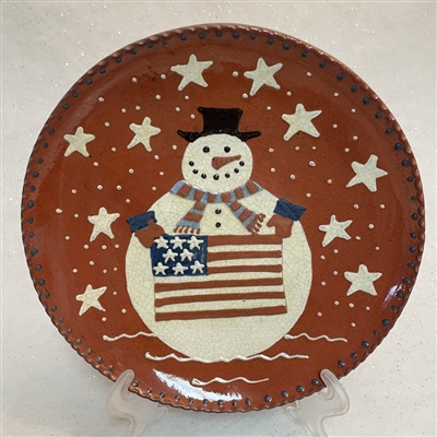 Patriotic Snowman Plate (MTO) $105