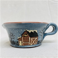 Thrown Winter Scene Bowl with Handle $165