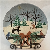 Winter Cardinal and Deer Scene Plate (MTO) $135