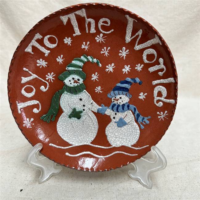 Joy to the World Snowman Plate $65