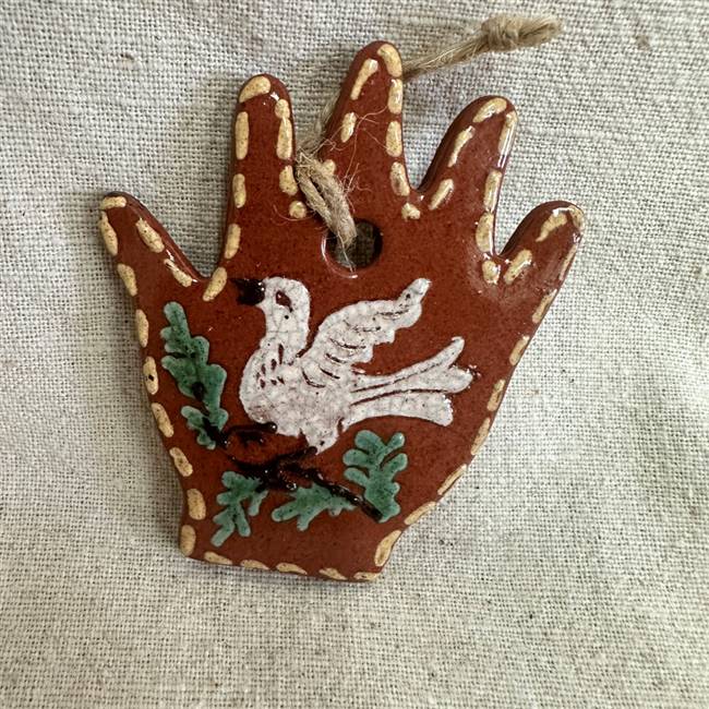 Hand with Dove Ornament $30