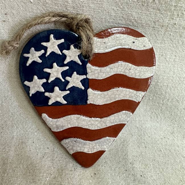 Flag Heart Ornament $30
