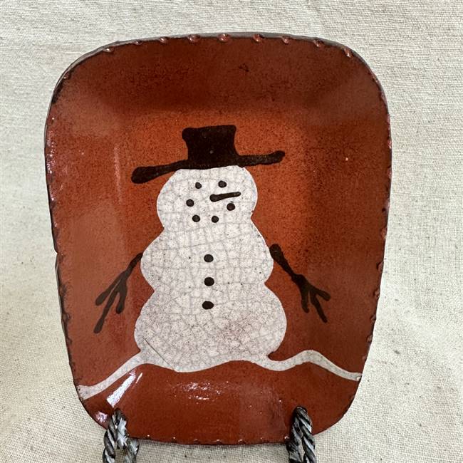 Small Quilled Snowman Plate $25