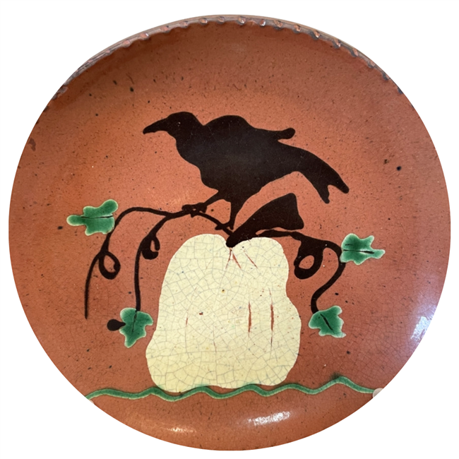 Quilled Crow on Pumpkin Plate (MTO) $65