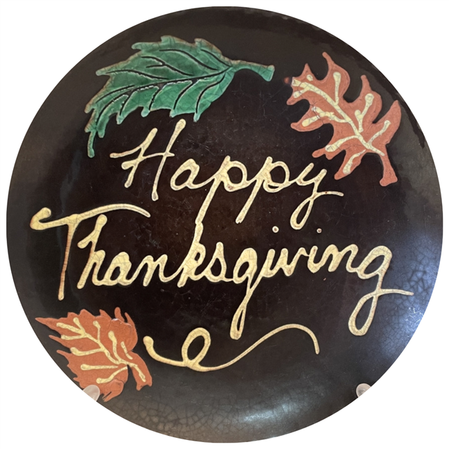 Happy Thanksgiving Plate with Leaves (MTO) $65