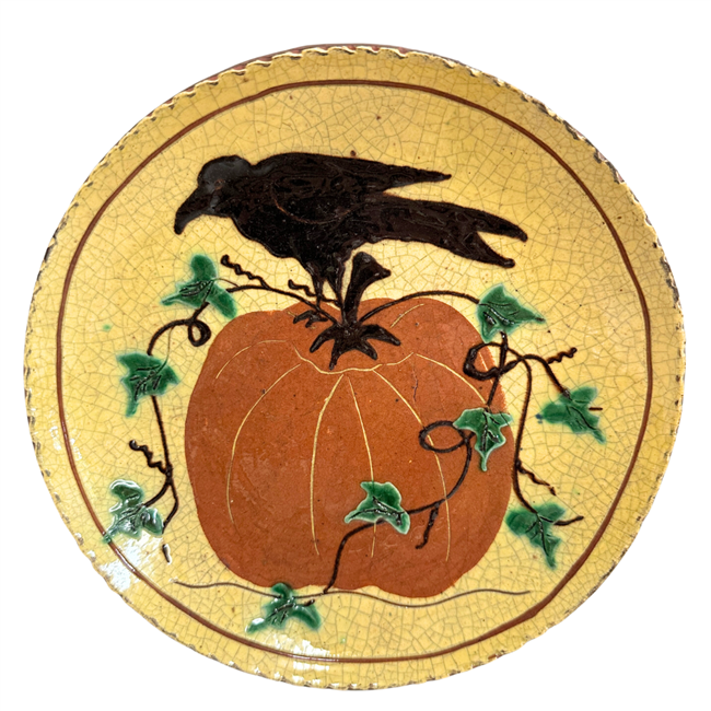 Crow on Pumpkin Plate (MTO) $65