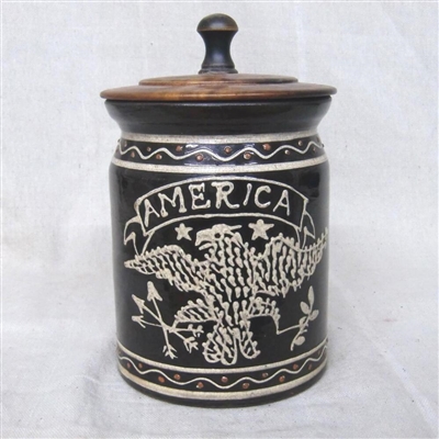 Patriotic Eagle Pot with Wooden Lid (MTO) $185
