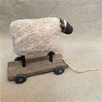 Sheep on Wood Cart $37.50