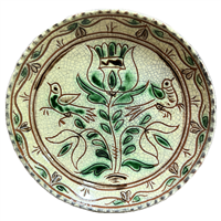 Sgraffito Floral and Bird Plate (MTO) $75