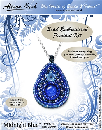 BEADING KITS > Bead Embroidered Pendant - Midnight Blue