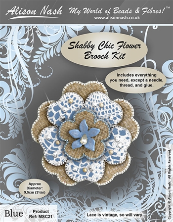 Bead Kit - Shabby Chic Flower Brooch - Blue