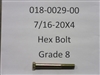 7/16-20x4" Hex Bolt Gr.8 - Bad Boy Part# 018-0029-00