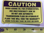 091-3015-00 Caution Decal - Hydraulic Tank