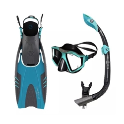 Aqua Lung Prism Snorkel/Mask/Fin Set, Turquoise