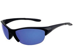 Chili's Vegas Sunglasses, Black/Blue Mirror