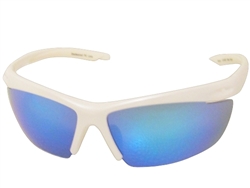 Chili's Wishbone Sunglasses, White/Blue Mirror