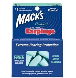 Mack's Original Soft Foam Ear Plugs, Blue, 10 Pairs with Travel Case