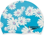 Speedo Adult Silicone Printed Swim Cap, Blue Jewel