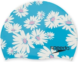 Speedo Adult Silicone Printed Swim Cap, Blue Jewel