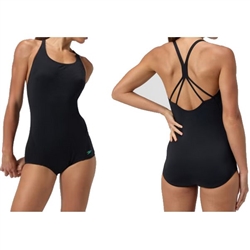 Speedo Women's Conservative Leg One Piece Swimsuit, Black