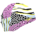 Speedo Adult Silicone Printed Swim Cap, Multi Black