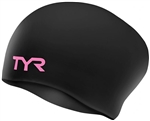 TYR Pink Long Hair Wrinkle-Free Silicone Swim Cap