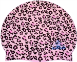 Water Gear Graphic Silicone Swim Cap, Pink Cheetah