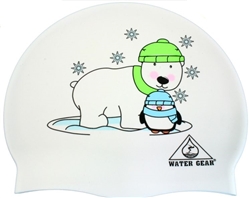 Water Gear Graphic Silicone Swim Cap, Polar Bear/Penguin
